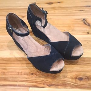 TOMS peep toe wedges